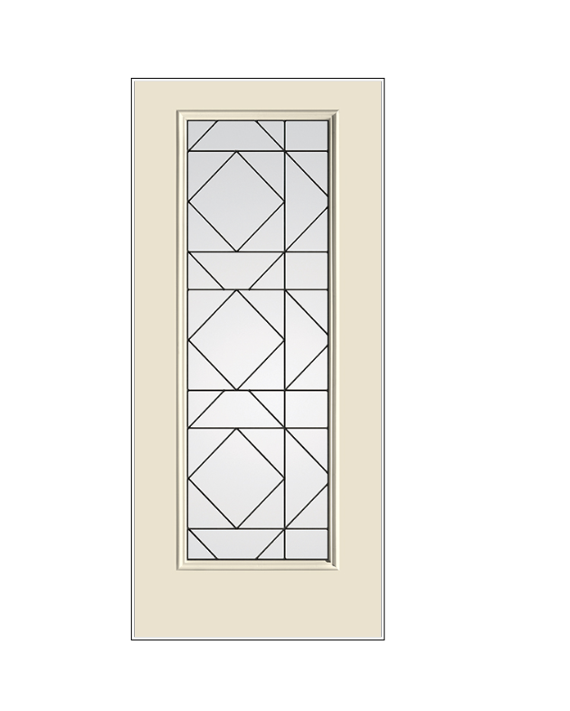 THERMATRU Full Lite 6'8" Smooth Star Fiberglass Echelon Decorative Glass Exterior Prehung Door S2385 A, C, Or D